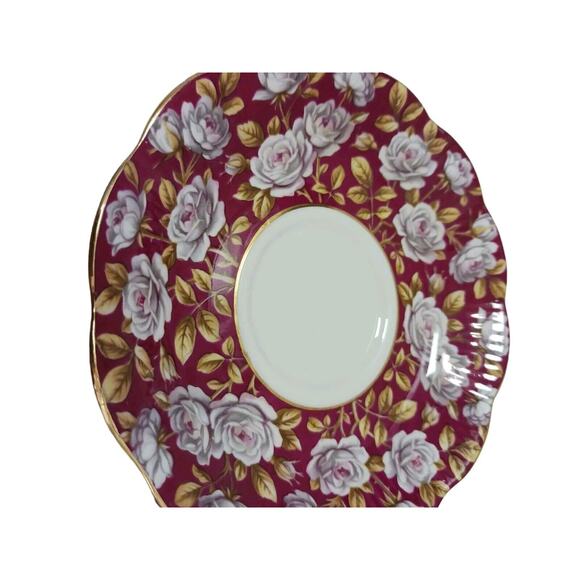 Royal Albert 1 SAUCER Merrie England Series Balmoral Dark Red ROSES Replacement - Picture 8 of 8